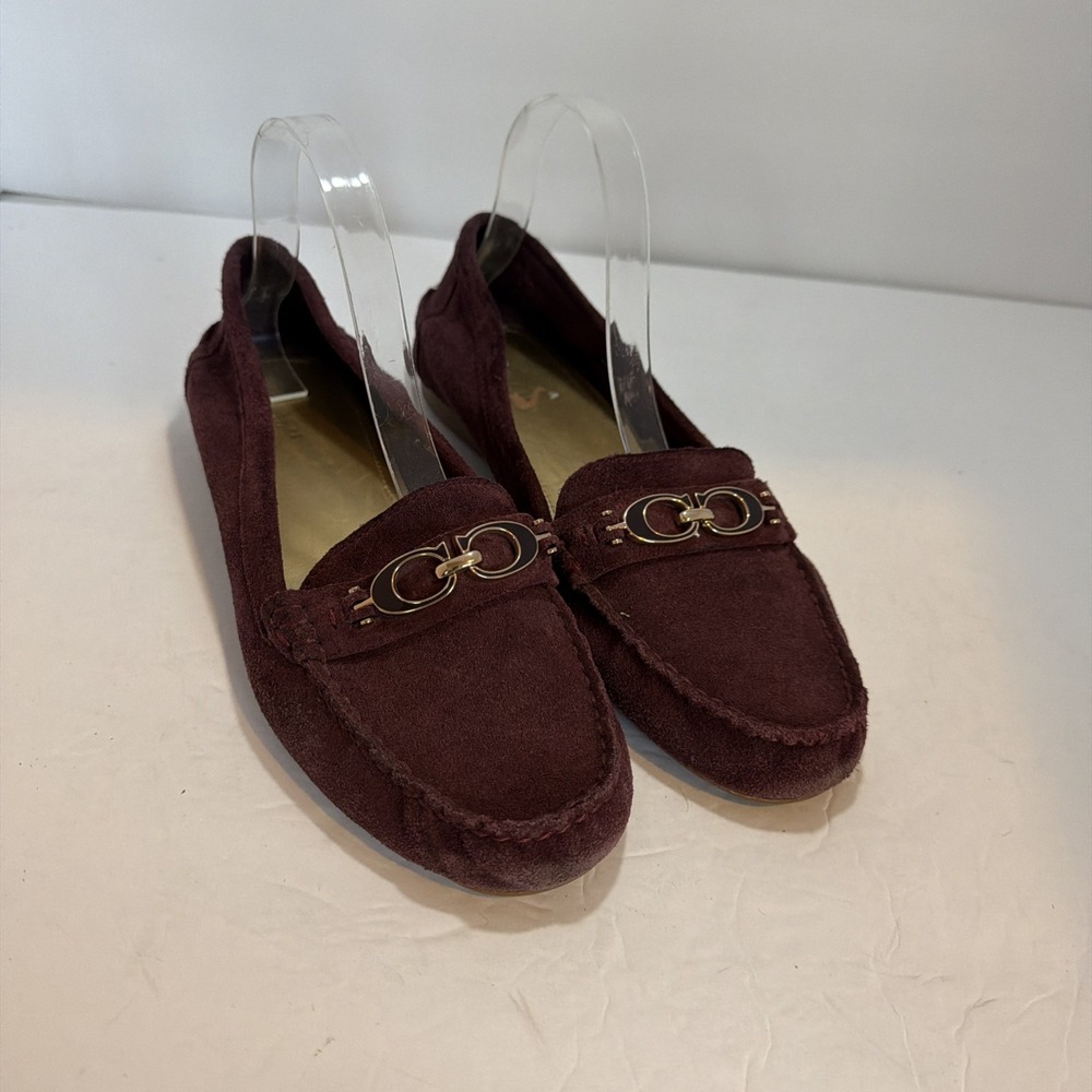 Coach Fortunata Maroon Suede Leather Driving Loafers Moccasins Shoes Size 9.5M